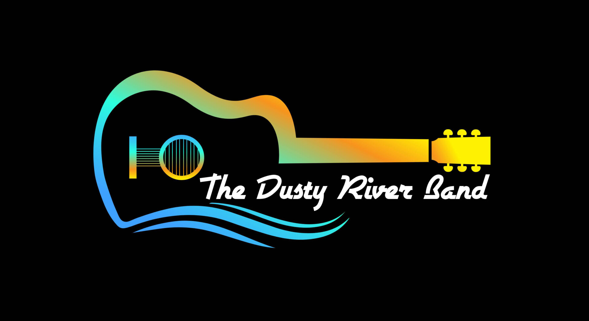 A guitar with the words " the dusty river band ".